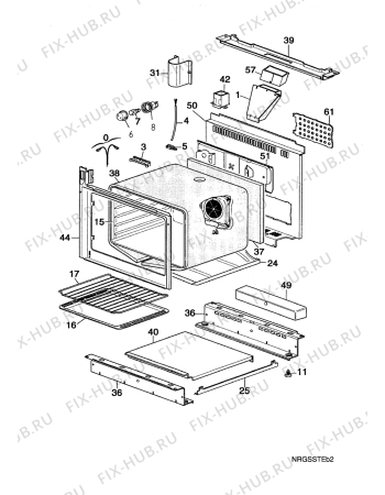 Взрыв-схема плиты (духовки) Electrolux EK6711W1  M.BL.VITRO - Схема узла Oven